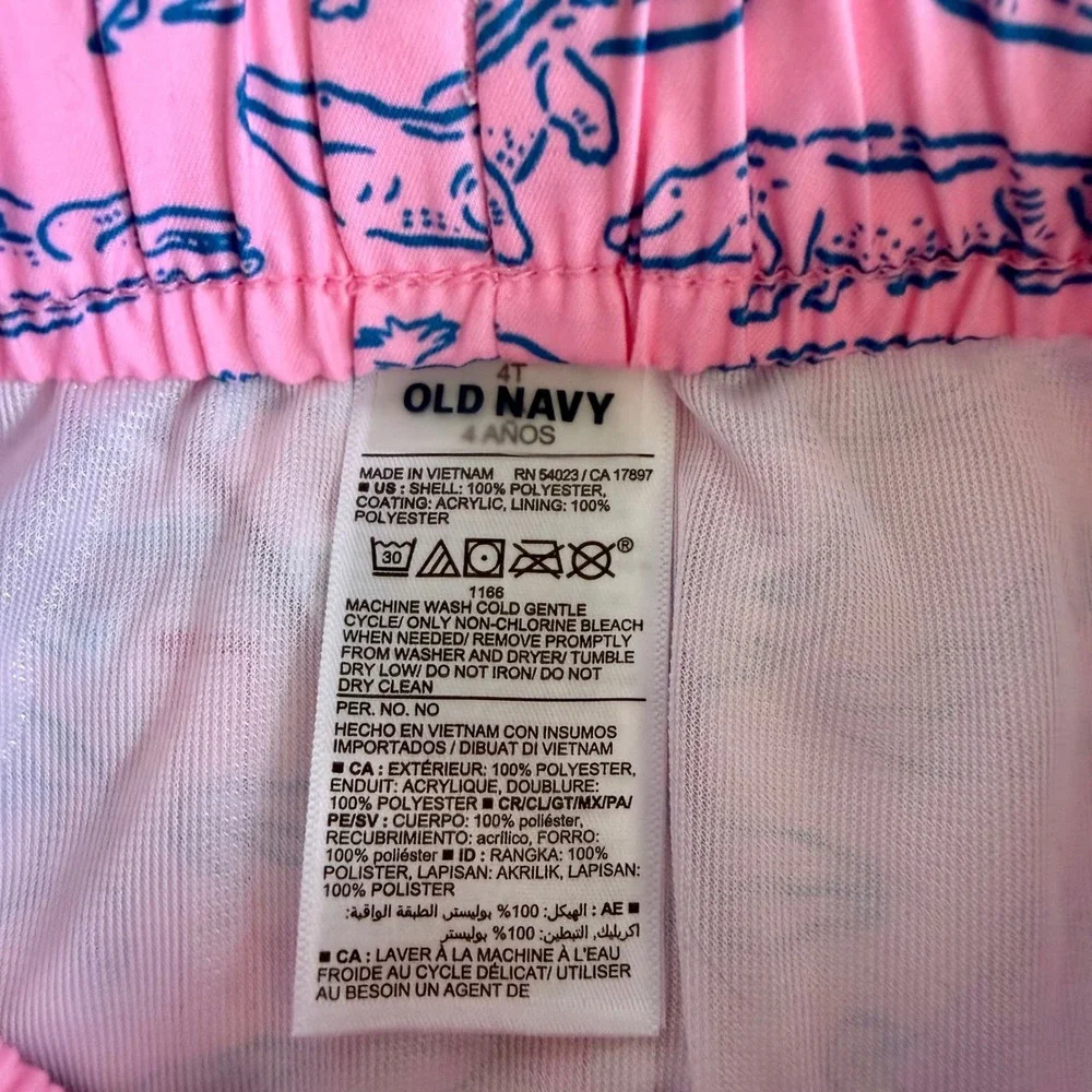 Old Navy Sz 4T Pink Alligator Print Swim Trunks Boys Toddler Drawstring Waist